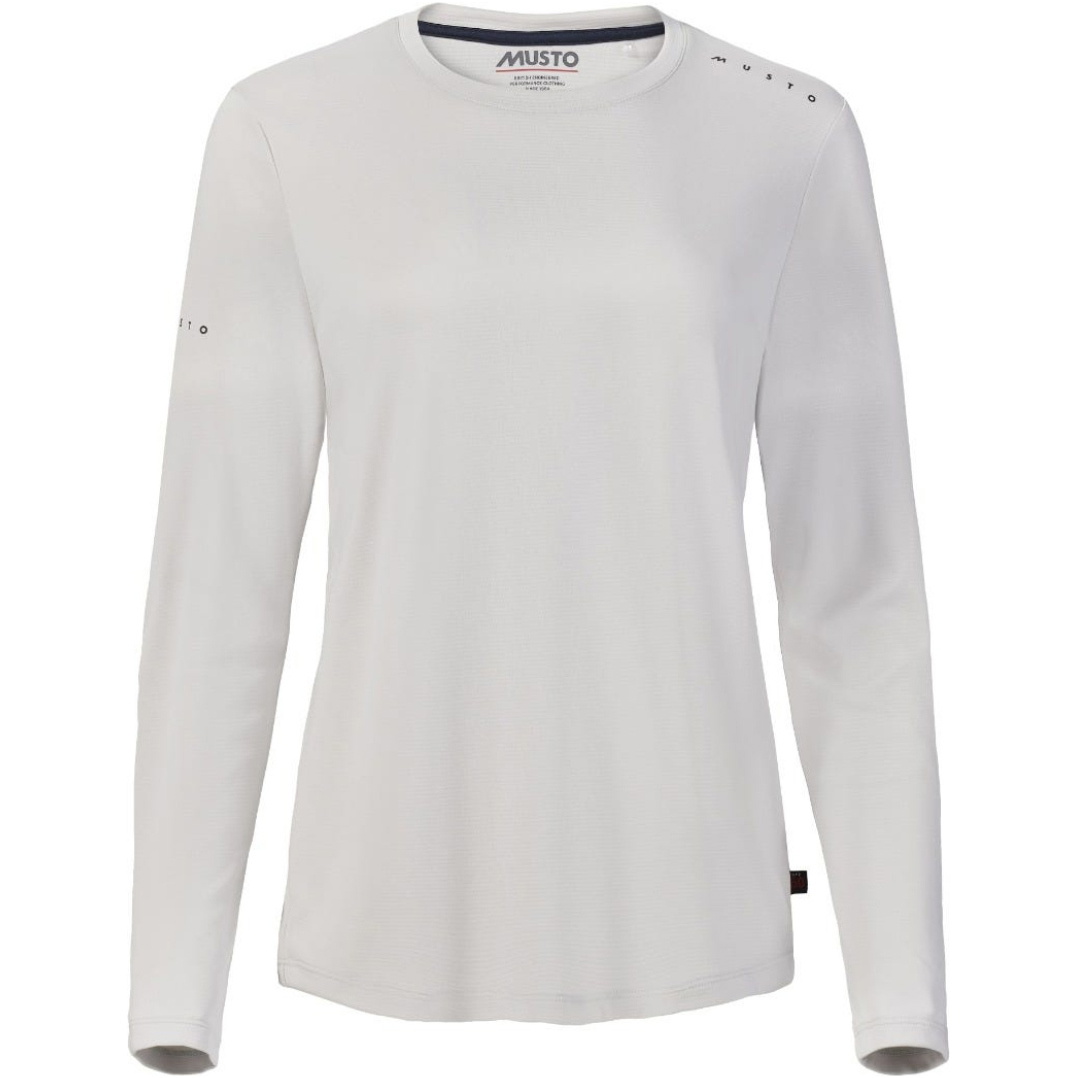 2026 Musto Womens Evo Crew Sunblock Long Sleeve Tee 82445 - Platinum